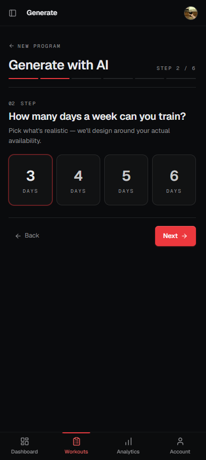 AI asks how many days a week you can train