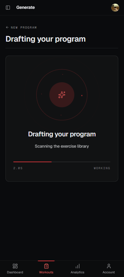 AI drafting the program, scanning the exercise library